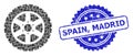 Textured Spain, Madrid Stamp Seal and Square Dot Mosaic Tire Wheel