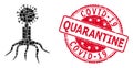 Distress Covid-19 Quarantine Stamp Seal and Square Dot Collage Viral Agent