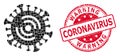 Textured Warning Coronavirus Seal and Square Dot Collage Wi-Fi Virus