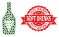Distress Soft Drinks Stamp and Virus Mosaic Wine Bottle