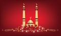 Vector Mosque Design in Red Background