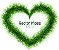 Vector Moss Wreath - Heart Isolated Herbal Vegetative Frame Royalty Free Stock Photo