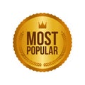 Vector Most Popular Gold Sign, Round Label Royalty Free Stock Photo