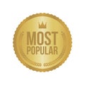 Vector Most Popular Gold Sign, Round Label Royalty Free Stock Photo