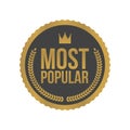 Vector Most Popular Gold Sign, Round Label Royalty Free Stock Photo