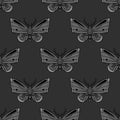 Vector moth pattern, goth background, seamless repeat