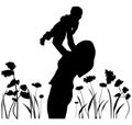 Vector Mother and Child, Mother`s Day Floral background.