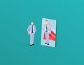 Vector of a motivated business man facing himself as a super hero in the mirror. Self confidence concept. Royalty Free Stock Photo