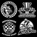 Motocross badge collection black and white Royalty Free Stock Photo