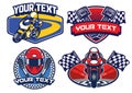 Motorcycle racing badge design set