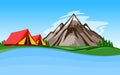 Vector mountain camping illustration