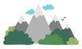 Vector mountain and forest landscape. Environment friendly concept with trees and hills. Ecological or outdoor camping