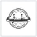 Vector mountain lake canoe tours logo
