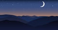 Vector mountain night landscape