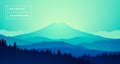 Vector mountain peak misty pine forest gradient