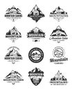 Vector mountain recreation and cabin rentals logo Royalty Free Stock Photo