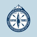 Vector mountain river kayaking logo