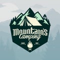 Vector mountains camping logo