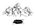 Vector mountains drawing. Hand drawn mountains illustrations.