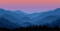 Vector mountains morning landscape seamless background.