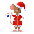 Vector mouse - santa claus in a red cap. Happy New Year. Royalty Free Stock Photo