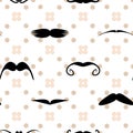 Vector moustache polka dot seamless pattern Royalty Free Stock Photo