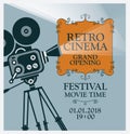 Vector movie festival poster with old movie camera