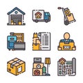 9 vector moving icons. Vector colors icon. Royalty Free Stock Photo