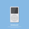 Vector Mp3 player on blue background. Royalty Free Stock Photo