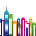 Vector multicolor city buildings silhouette, abstract background