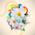 Vector multicolor grunge flower concept background Royalty Free Stock Photo