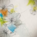 Vector multicolor grunge vintage drawing flower concept background Royalty Free Stock Photo