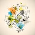 Vector multicolor grunge vintage drawing flower concept background Royalty Free Stock Photo