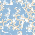 Vector multicolor seamless pattern from blue, yellow blots. Free form abstract spots. Royalty Free Stock Photo