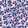 Vector multicolor seamless pattern from pink, blue, purple blots. Free form abstract spots. Royalty Free Stock Photo