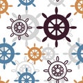 Vector multicolor wheels repeat seamless pattern on white background. Royalty Free Stock Photo