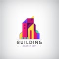 Vector multicolored real estate logo designs for business visual identity, building, cityscape icon, houses Royalty Free Stock Photo