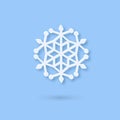 Vector Multilayered Paper Snowflake icon. Paper cut snow flake isolated on violet color cover. Weather ornate symbol