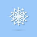 Vector Multilayered Paper Snowflake icon. Paper cut snow flake isolated on violet color cover. Weather ornate symbol