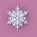 Vector Multilayered Paper Snowflake icon. Paper cut snow flake isolated on violet color cover. Weather ornate symbol