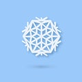 Vector Multilayered Paper Snowflake icon. Paper cut snow flake isolated on violet color cover. Weather ornate symbol