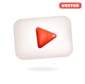 Vector multimedia play button. Video icon with shadow. Red arrow on white button with highlights. Style glossy vector EPS 10 Royalty Free Stock Photo