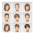 Vector Multinational Male Female Face Avatar Profile Heads with Multicolored Hairs Icon Picture Set Royalty Free Stock Photo