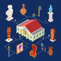 Vector museum art exhibition isometric elements concept Royalty Free Stock Photo