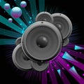 Vector music backgroud with speakers and stars Royalty Free Stock Photo