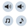 Vector music icons sound volume and note