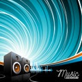 Vector music illustration with speakers on grunge bacground. Royalty Free Stock Photo