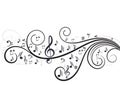 Music notes with waves in white Royalty Free Stock Photo