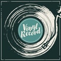 Music poster with vinyl record and player Royalty Free Stock Photo