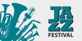 Poster for a jazz festival with wind instruments Royalty Free Stock Photo